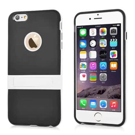 Iphone 6/6s Plus - Rundt Hul Tpu Cover Med Stativ - Sort