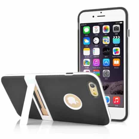 Iphone 6/6s Plus - Rundt Hul Tpu Cover Med Stativ - Sort