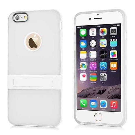 Iphone 6/6s Plus - Rundt Hul Tpu Cover Med Stativ - Hvid