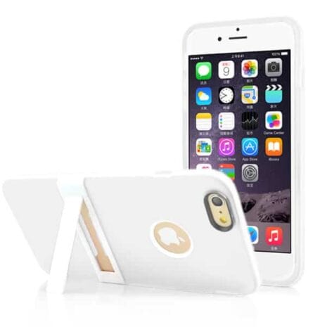 Iphone 6/6s Plus - Rundt Hul Tpu Cover Med Stativ - Hvid