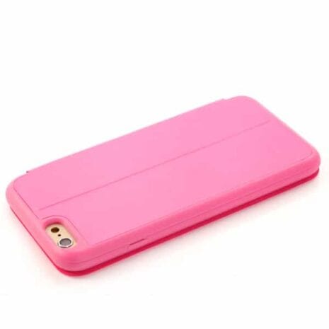 Iphone 6/6s  Plus - Ultra Tynd Pu Læder Cover Med View Og Stand - Magenta