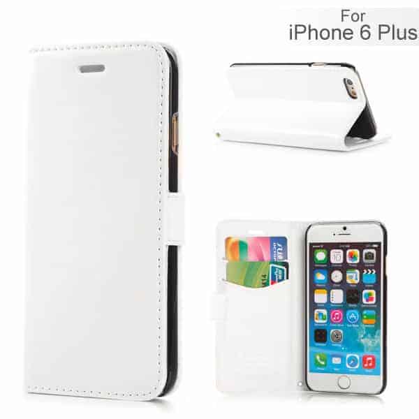 Iphone 6/6s  Plus - Luksus Flip Pu Læder Cover Med Kort Slots - Hvid