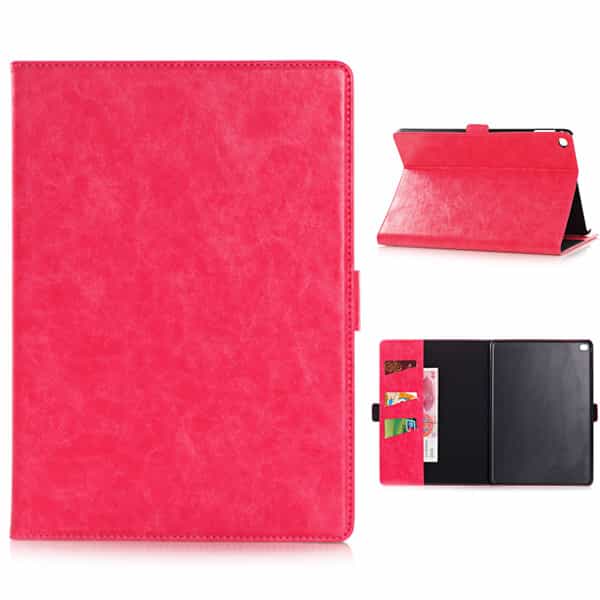 Ipad Air 2 (a1566, A1567) - Magnetisk Pu Læder Cover Med Kort Slots Og Sleep/wake - Magenta