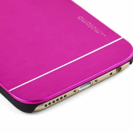 Iphone 6 - Hard Back Etui Med Børstet Metal Design - Magenta