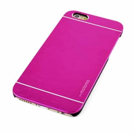 Iphone 6 - Hard Back Etui Med Børstet Metal Design - Magenta