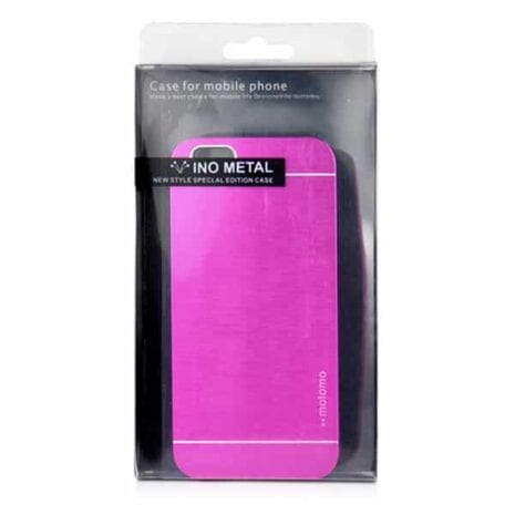 Iphone 6 - Hard Back Etui Med Børstet Metal Design - Magenta