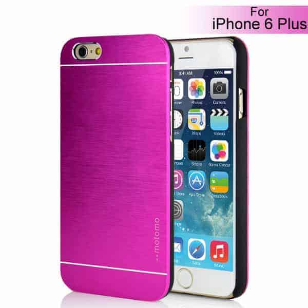 Iphone 6 Plus - Hard Back Etui Med Børstet Metal Design - Magenta