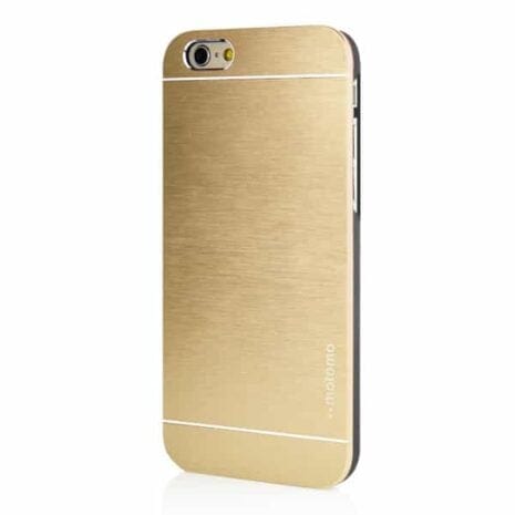 Iphone 6 Plus - Hard Back Etui Med Børstet Metal Design - Guldfarve