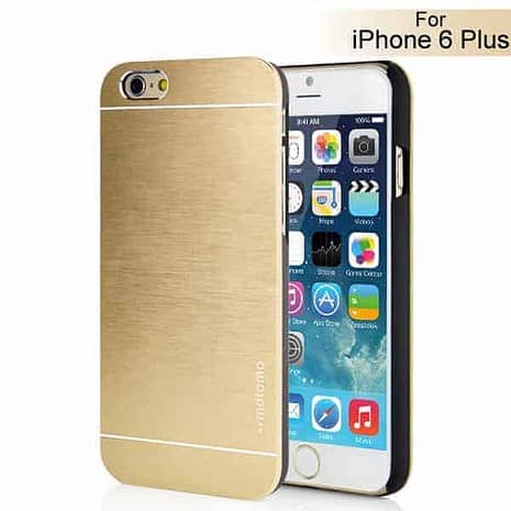 Iphone 6 Plus - Hard Back Etui Med Børstet Metal Design - Guldfarve