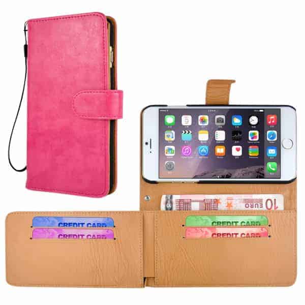 Iphone 6/6s - Magnetisk Flip Premium Læder Etui Med Kort Slots - Magenta