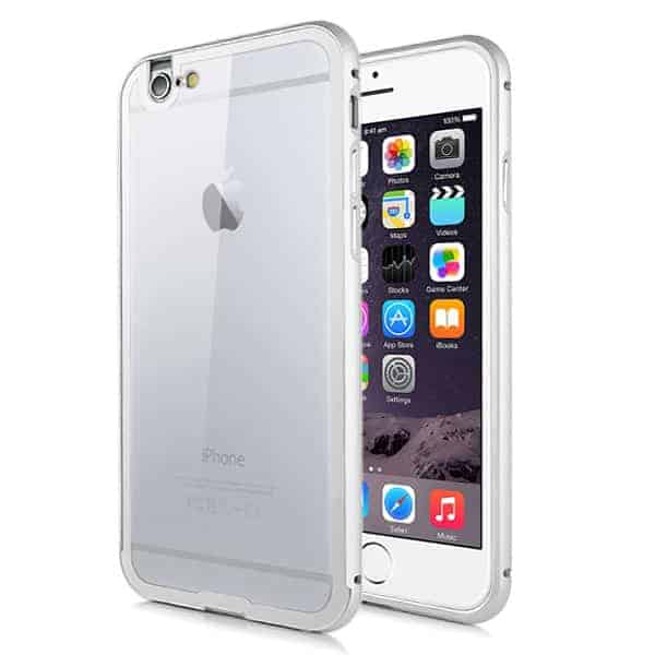 Iphone 6 - Cool Metal Bumper Etui Med Transparent Back Cover - Sølv