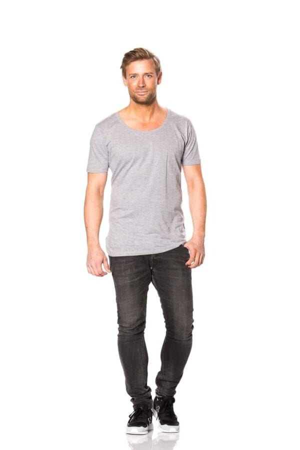 Basic T-shirt Deep Cut Lysegrå