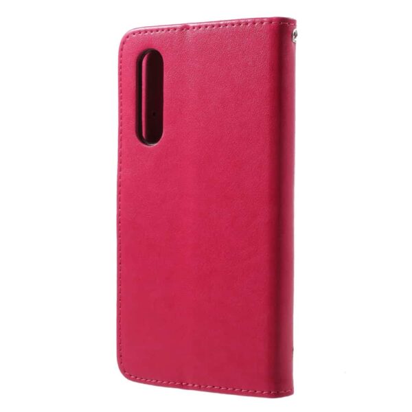 Huawei P20 Pro Flip Cover Med StÅfunktion Og Kortholder - Pink Med SommerfuglemØnster