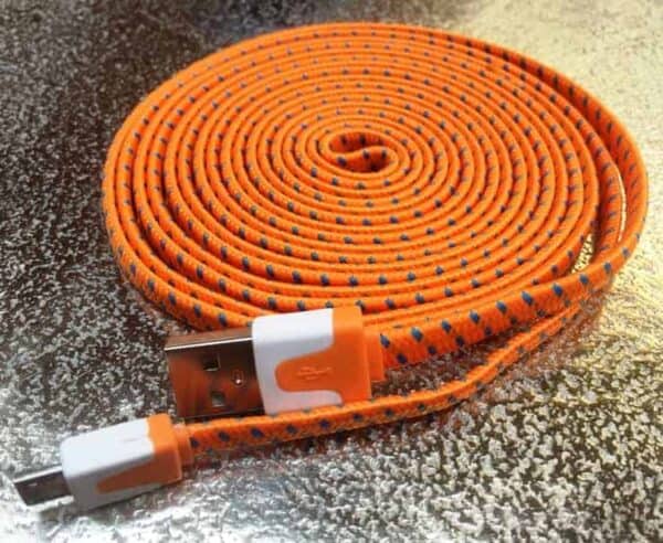 3 Meter Holdbar Nylon Usb-kabel Til Micro Usb Til Opladning Og Datasync - Orange/blå