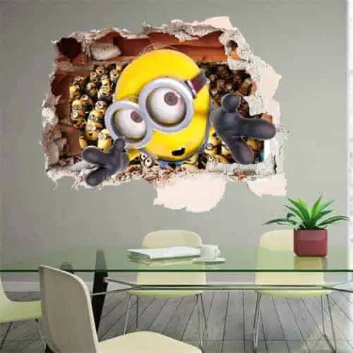 3d Hjemme Dekoration Minions Aftagelig Wallsticker - 60 X 90 Cm