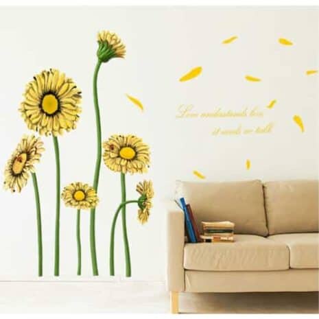 Gule Tusindfryd Dekorativ Wallstickers - 60 X 90 Cm