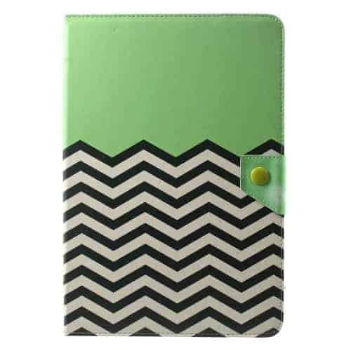 Ipad / Galaxy Note 10.1 - Universal Læder Flip Etui - Grøn Chevron