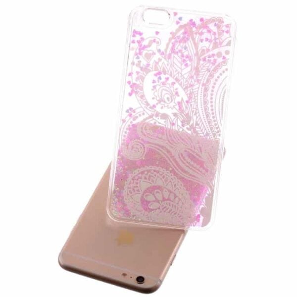 Iphone 6/6s – Funklende Pulver Og Hjerter Hard Cover – Sjalsmønstrede Blomster