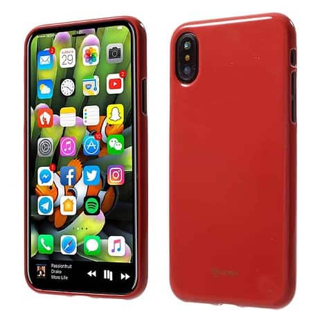 Iphone X - Blødt Gummi Cover Beskyttende Bagside - Rød