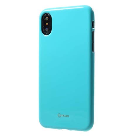 Iphone X - Blødt Gummi Cover Beskyttende Bagside - Cyan