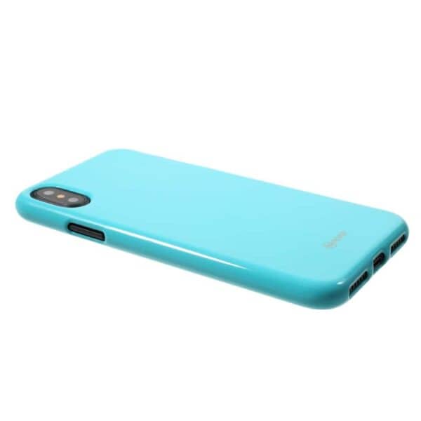 Iphone X - Blødt Gummi Cover Beskyttende Bagside - Cyan