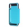 Iphone X - Plastik Og Gummi Hybrid Cover Med Kreditkort Holdere - Lyseblå