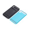 Iphone X - Plastik Og Gummi Hybrid Cover Med Kreditkort Holdere - Lyseblå