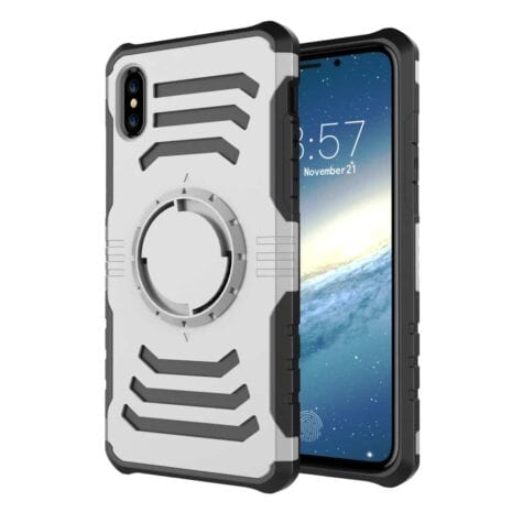 Iphone X - Plastik Og Gummi Cover Med Sportsarmbånd - Stødabsorberende Funktion - Sølv