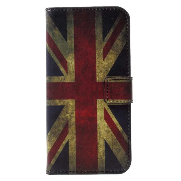 Iphone X - Kunstlæder Flip Etui Med Kreditkort Holdere Og Præget Mønster - Retro Uk Flag