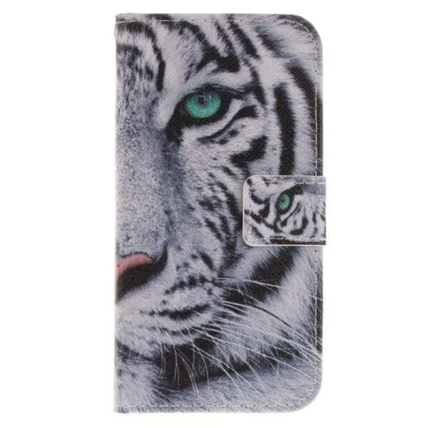 Iphone X - Kunstlæder Cover Med Kreditkort Holdere Og Præget Mønster - Tiger