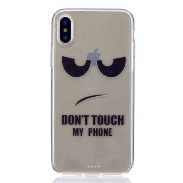 Iphone X - Blødt Gummi Cover Transparent Med Præget Mønster - Do Not Touch My Phone