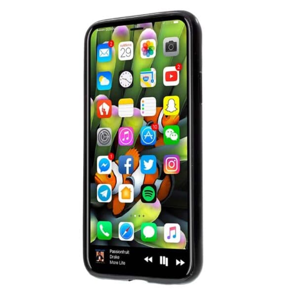 Iphone X - 2-i-1 Gummi Cover Og Aftageligt Kunstlæder Cover Med Skindmønster - Sort