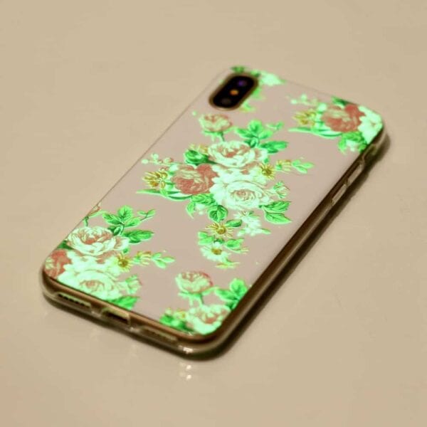 Iphone X - Gummi Cover Med Klart Støbt Mønster - Blomstrende Bonderose