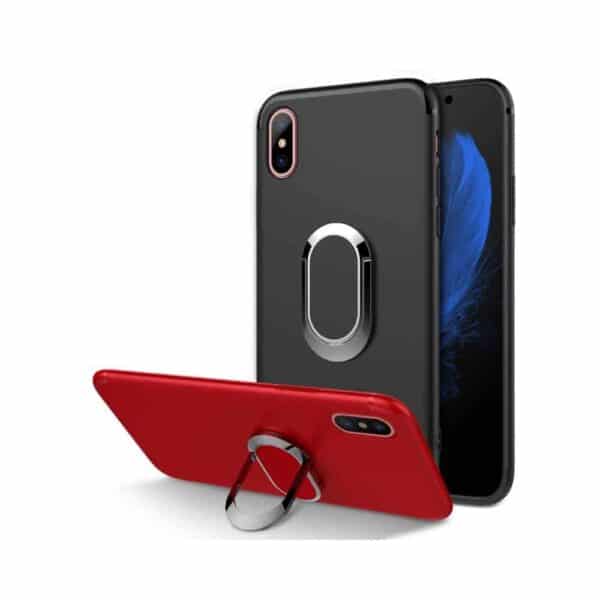 Iphone X - Mat Gummi Cover Med Magnetisk Stå-funktion - Sort