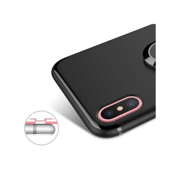 Iphone X - Mat Gummi Cover Med Magnetisk Stå-funktion - Sort