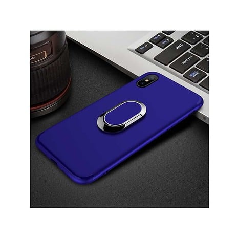 Iphone X - Mat Gummi Cover Med Magnetisk Stå-funktion - Blå