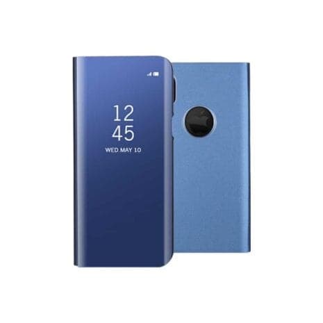 Iphone X - Kunstlæder Etui Med Stå-funktion Og Spejloverflade - Blå