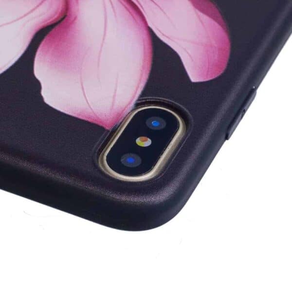 Iphone X - Mat Gummi Cover Med Præget Mønster - Elegant Blomst