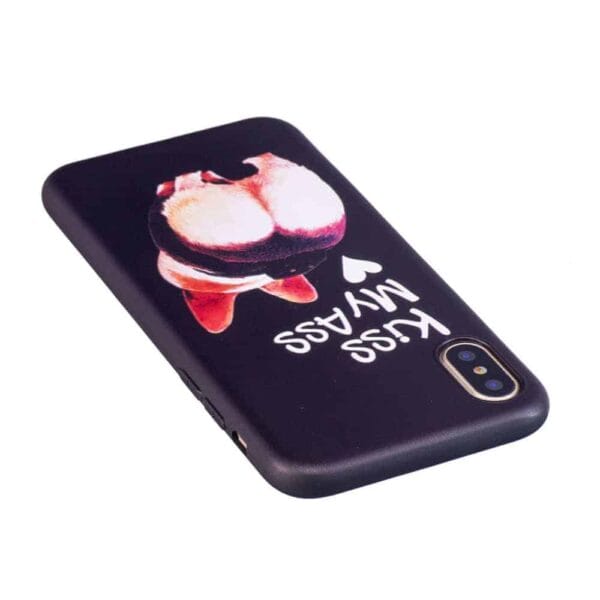 Iphone X - Mat Gummi Cover Med Præget Mønster - Kiss My Ass