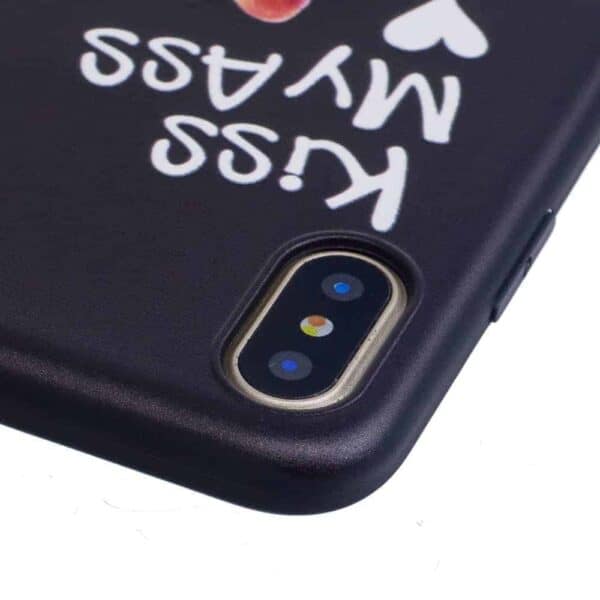 Iphone X - Mat Gummi Cover Med Præget Mønster - Kiss My Ass