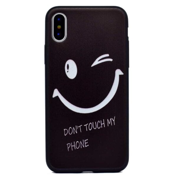 Iphone X - Gummi Cover Med Ultra Tyndt Design Og Printet Mønster - Smiley