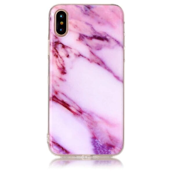 Iphone X - Gummi Cover Med Marmor Mønster - Lilla