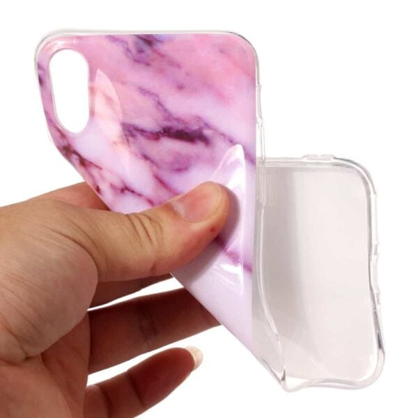 Iphone X - Gummi Cover Med Marmor Mønster - Lilla