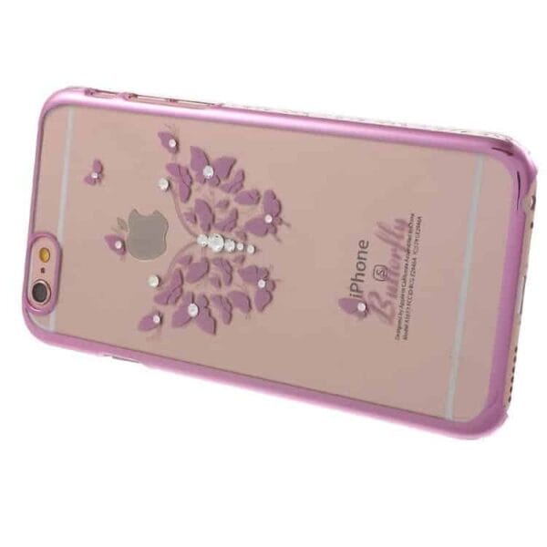 Iphone 6/6s Plus - Kavaro Swarovski Diamant Sommerfugl Hard Etui - Lyserød