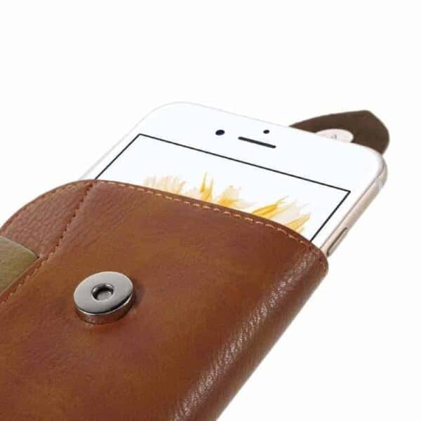 Iphone 6s Plus/6 Plus - Ydre Pu Læder Lomme Etui + Karabiniere - Brun