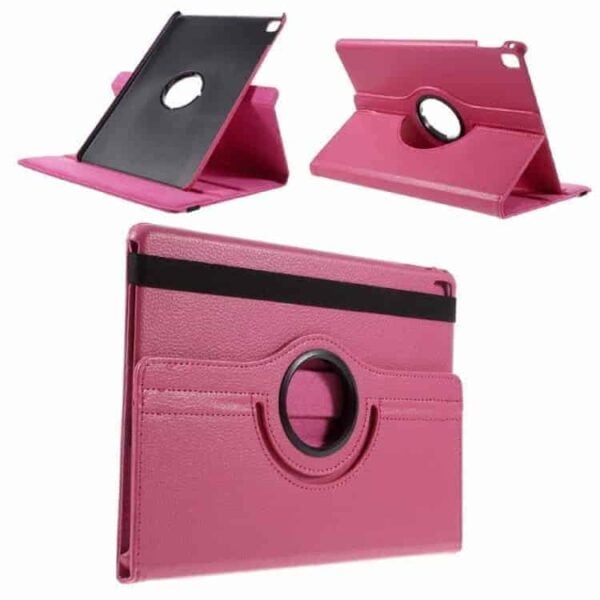 Ipad Pro 9.7 (a1673, A1674, A1675) - Litchi Tekstur Pu Læder Flip Etui Med Roterbar Stand - Rosa