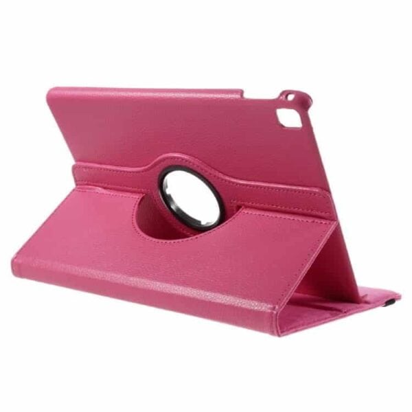 Ipad Pro 9.7 (a1673, A1674, A1675) - Litchi Tekstur Pu Læder Flip Etui Med Roterbar Stand - Rosa