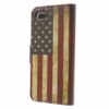 Iphone 7 - Pu Læder Pung Etui Cover Med Stand - Snavset Amerikansk Flag