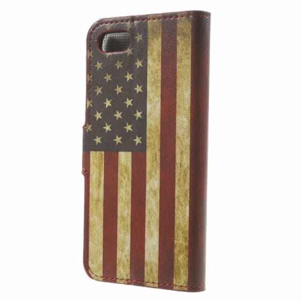 Iphone 7 - Pu Læder Pung Etui Cover Med Stand - Snavset Amerikansk Flag