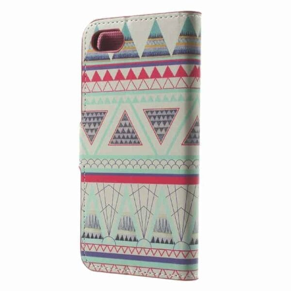 Iphone 7 - Pu Læder Pung Etui Cover Med Stand - Tribal Trekanter